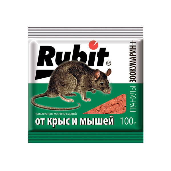 Привлекатель масляно-сырный от крыс и мышей RUBIT ЗООКУМАРИН+ (100гр.)  Рубит ЗООКУМАРИН+гранулы 100г сырный