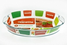 Форма стекл овал 39x27x6см/3,9л с руч ТМ Appetite