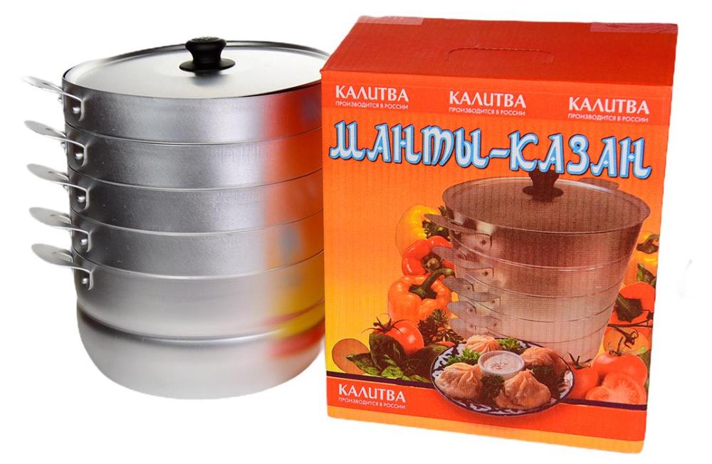 Манты-казан алюминиевый, 3 сетки, 6л., 3кг. (оранжевый) - ТМ Калитва