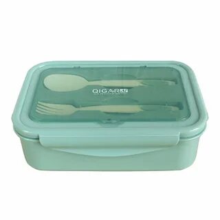 Пластиковый ланч-бокс с ложкой и вилкой 1100ml